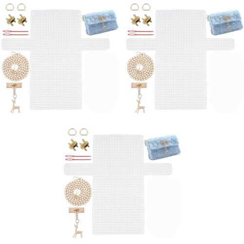 HASTHIP® DIY Knitting Crochet Bags Kit Plastic Canvas Mesh Sheets for Embroidery Cross Stitch Women Handmade Bag Making Accessories White 3PCS HASTHIP® DIY Knitting Crochet Bags Kit Plastic Canvas Mesh Sheets for Embroidery Cross Stitch Women Handmade Bag Making Accessories White 3PCS